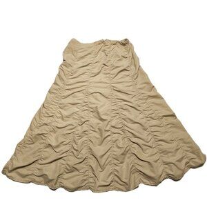 Saga Shirred Peasant Parachute Long Skirt Beige Women's Size 2 Boho Hippie Retro